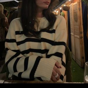 Zara Navy & Cream Striped Sweater